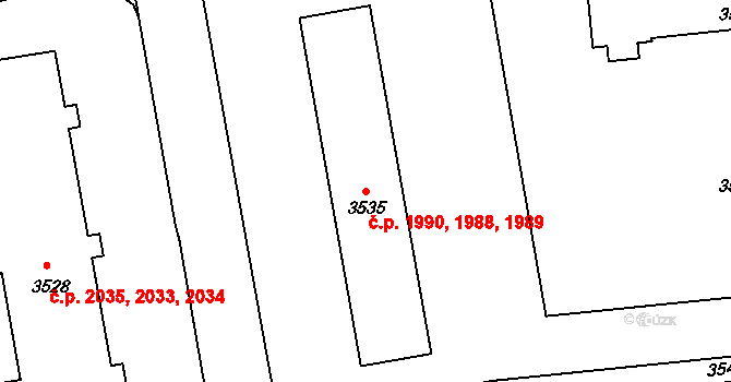 Kročehlavy 1988,1989,1990, Kladno na parcele st. 3535 v KÚ Kročehlavy, Katastrální mapa