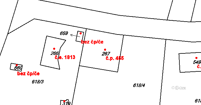 Olešovice 455, Kamenice na parcele st. 267 v KÚ Ládví, Katastrální mapa