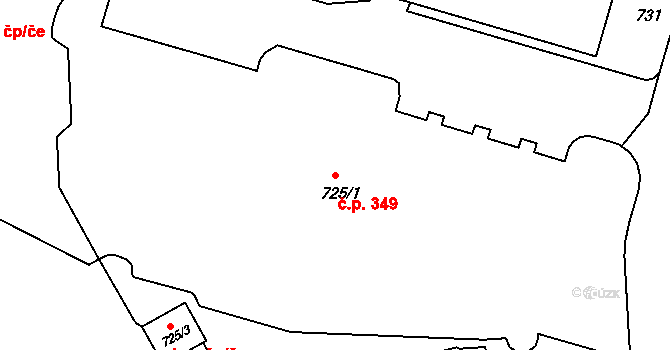 Třeboň II 349, Třeboň na parcele st. 725/1 v KÚ Třeboň, Katastrální mapa