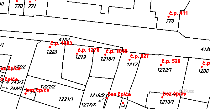 Roudnice nad Labem 1048 na parcele st. 1218/1 v KÚ Roudnice nad Labem, Katastrální mapa