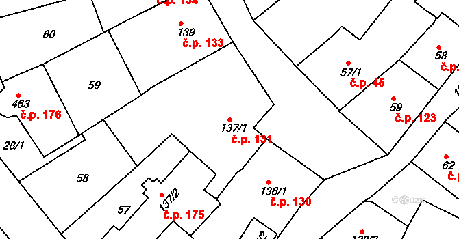 Prachatice I 131, Prachatice na parcele st. 137/1 v KÚ Prachatice, Katastrální mapa