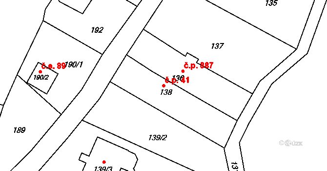 Dolní Lutyně 41 na parcele st. 138 v KÚ Dolní Lutyně, Katastrální mapa
