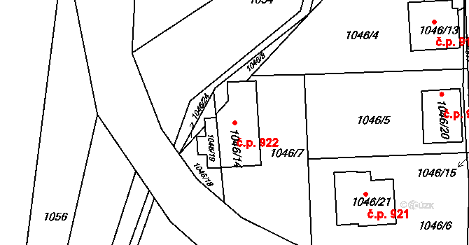 Letovice 922 na parcele st. 1046/14 v KÚ Letovice, Katastrální mapa