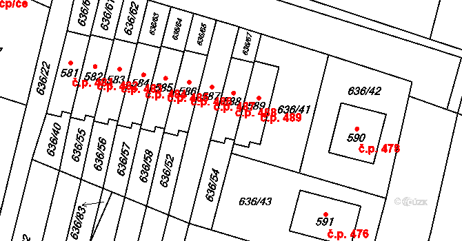 Zásmuky 489 na parcele st. 589 v KÚ Zásmuky, Katastrální mapa