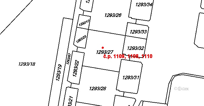 Řepy 1108,1109,1110, Praha na parcele st. 1293/27 v KÚ Řepy, Katastrální mapa