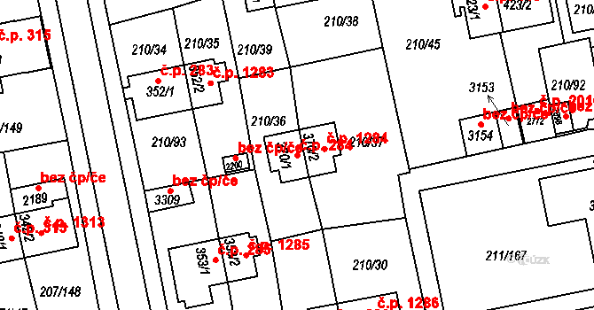 Sezimovo Ústí 284 na parcele st. 370/1 v KÚ Sezimovo Ústí, Katastrální mapa