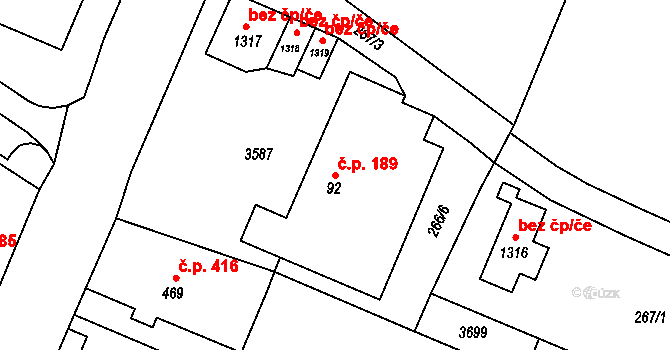 Rtyně v Podkrkonoší 189 na parcele st. 92 v KÚ Rtyně v Podkrkonoší, Katastrální mapa