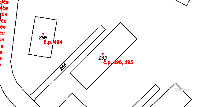 Zbýšov 495,496 na parcele st. 263 v KÚ Zbýšov u Oslavan, Katastrální mapa