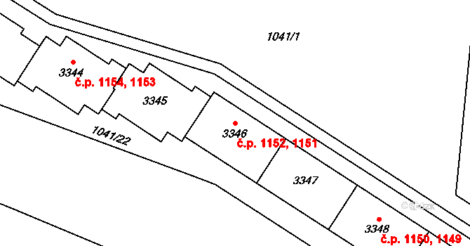 Bolevec 1151,1152, Plzeň na parcele st. 3346 v KÚ Bolevec, Katastrální mapa