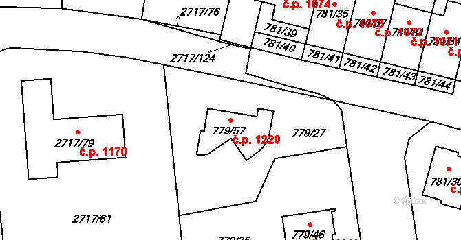 Kylešovice 1220, Opava na parcele st. 779/57 v KÚ Kylešovice, Katastrální mapa