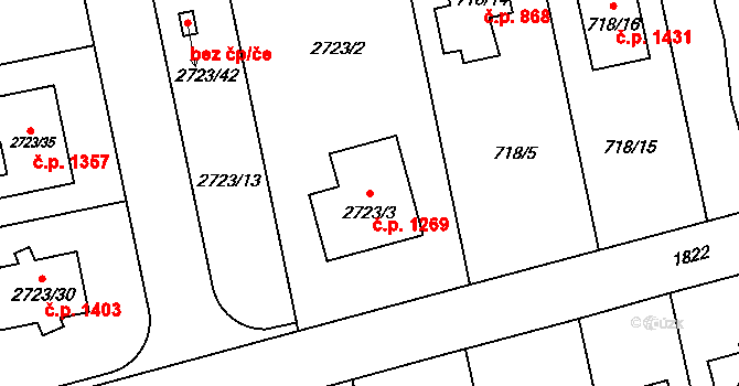 Kylešovice 1269, Opava na parcele st. 2723/3 v KÚ Kylešovice, Katastrální mapa