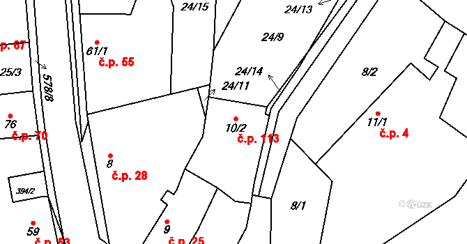 Kyškovice 113 na parcele st. 10/2 v KÚ Kyškovice, Katastrální mapa