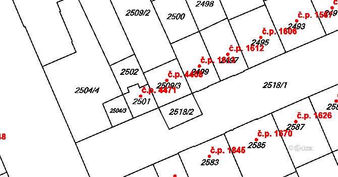 Židenice 4458, Brno na parcele st. 2509/3 v KÚ Židenice, Katastrální mapa
