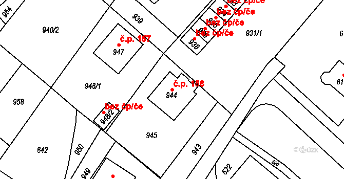 Břidličná 158 na parcele st. 944 v KÚ Břidličná, Katastrální mapa