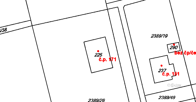 Křivsoudov 171 na parcele st. 225 v KÚ Křivsoudov, Katastrální mapa