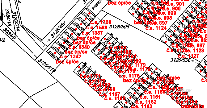 Pelhřimov 1173 na parcele st. 3126/281 v KÚ Pelhřimov, Katastrální mapa