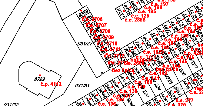 Hodonín 2712 na parcele st. 8271 v KÚ Hodonín, Katastrální mapa