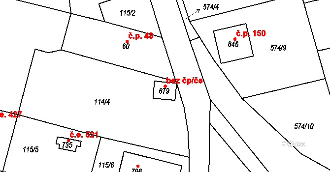 Cheb 38808307 na parcele st. 679 v KÚ Podhrad, Katastrální mapa