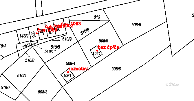 Děčín 40039307 na parcele st. 1041 v KÚ Bynov, Katastrální mapa