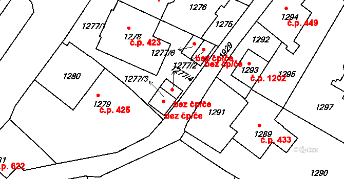 Praha 41382307 na parcele st. 1277/4 v KÚ Podolí, Katastrální mapa