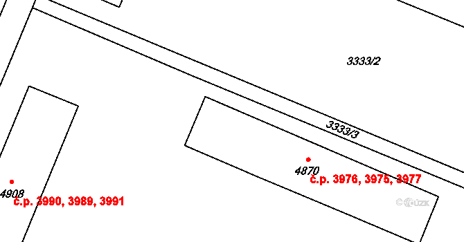 Zlín 3975,3976,3977 na parcele st. 4870 v KÚ Zlín, Katastrální mapa