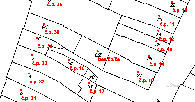 Jemnice 43390307 na parcele st. 9/2 v KÚ Jemnice, Katastrální mapa