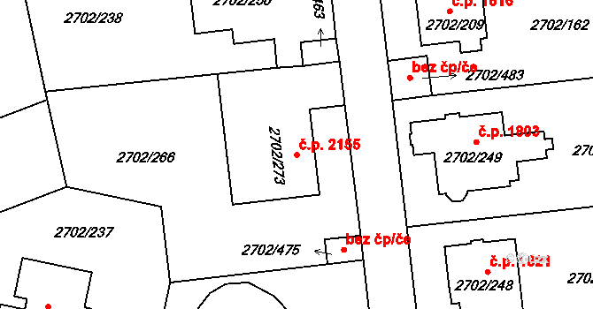 Předměstí 2155, Opava na parcele st. 2702/273 v KÚ Opava-Předměstí, Katastrální mapa