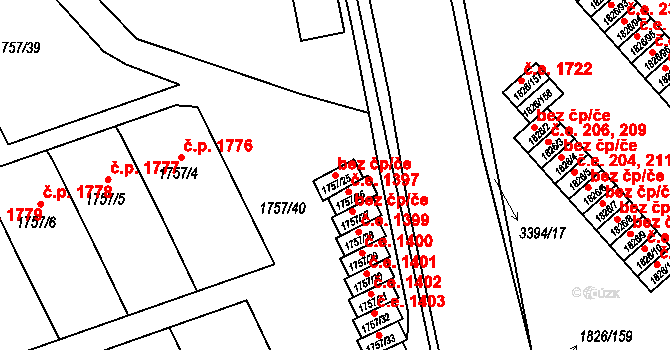 Pelhřimov 45276307 na parcele st. 1757/25 v KÚ Pelhřimov, Katastrální mapa