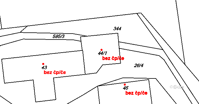 Zlátenka 45282307 na parcele st. 44/1 v KÚ Zlátenka, Katastrální mapa