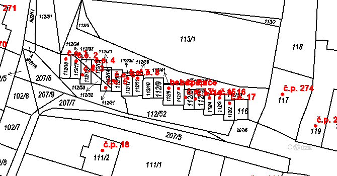 Bučovice 50066307 na parcele st. 112/8 v KÚ Vícemilice, Katastrální mapa