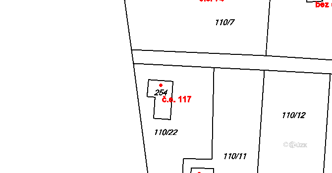 Trnová 117 na parcele st. 254 v KÚ Trnová u Jíloviště, Katastrální mapa