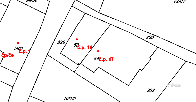 Janov 17, Roudná na parcele st. 54 v KÚ Roudná nad Lužnicí, Katastrální mapa