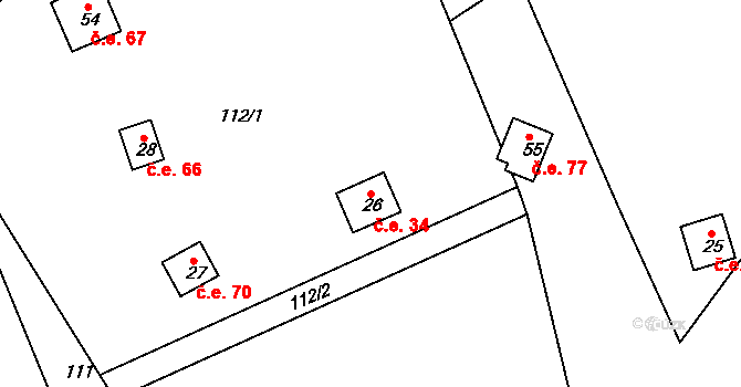 Rudov 34, Míčov-Sušice na parcele st. 26 v KÚ Rudov, Katastrální mapa