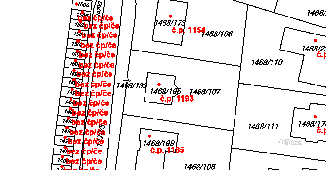 Pečky 1193 na parcele st. 1468/196 v KÚ Pečky, Katastrální mapa