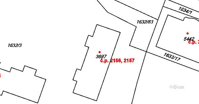 Rakovník II 2156,2157, Rakovník na parcele st. 3697 v KÚ Rakovník, Katastrální mapa