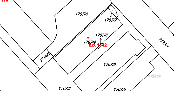Bubeneč 1132, Praha na parcele st. 1707/4 v KÚ Bubeneč, Katastrální mapa