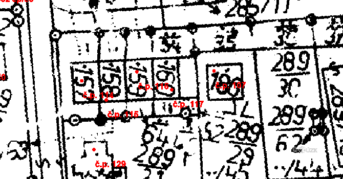 Chelčice 117 na parcele st. 160 v KÚ Chelčice, Katastrální mapa