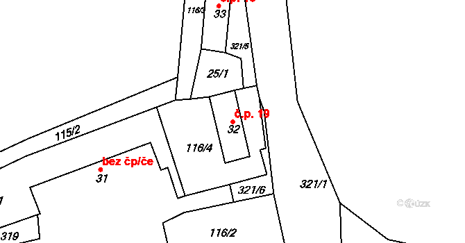 Souboř 19, Ledeč nad Sázavou na parcele st. 32 v KÚ Souboř, Katastrální mapa