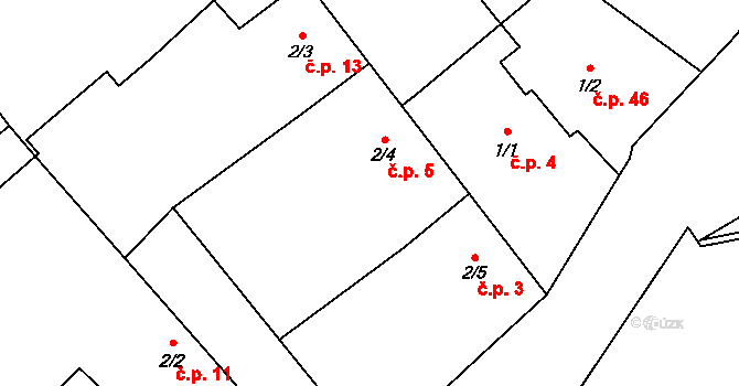 Chuchel 5, Jeřišno na parcele st. 2/4 v KÚ Chuchel, Katastrální mapa