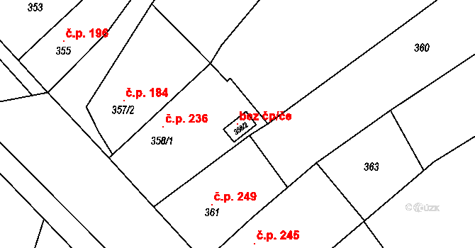 Zakřany 93767307 na parcele st. 358/2 v KÚ Zakřany, Katastrální mapa