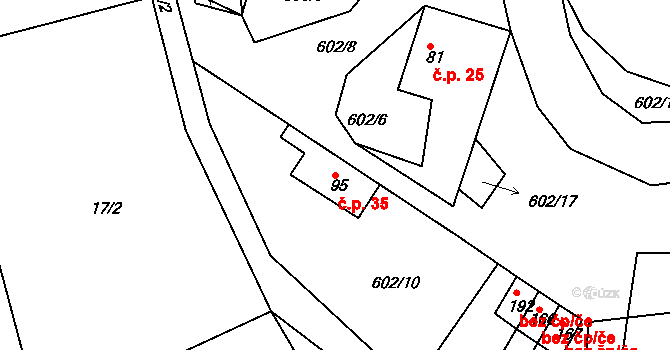 Mrzkovice 35, Světlá nad Sázavou na parcele st. 95 v KÚ Mrzkovice, Katastrální mapa