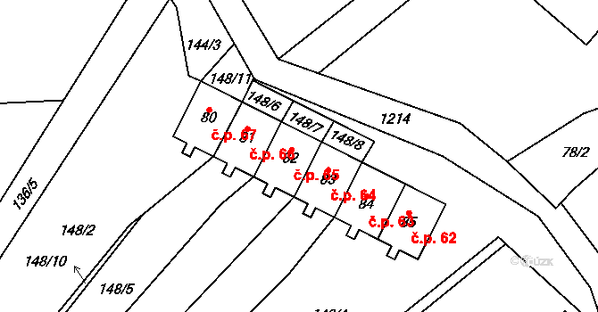 Ovesná Lhota 65 na parcele st. 82 v KÚ Ovesná Lhota, Katastrální mapa