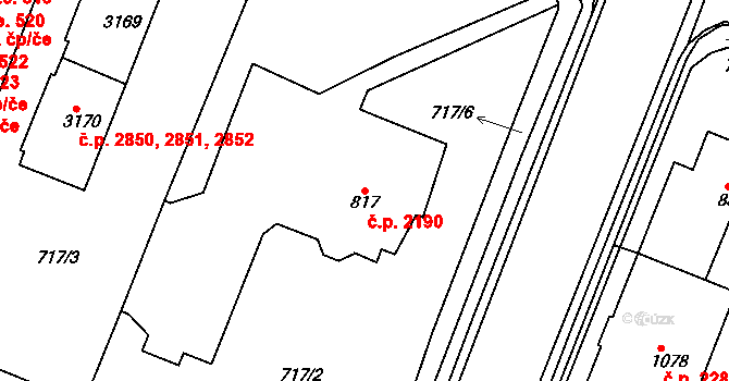 Havlíčkův Brod 2190 na parcele st. 817 v KÚ Havlíčkův Brod, Katastrální mapa