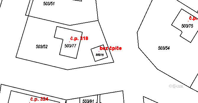 Strupčice 96388307 na parcele st. 503/78 v KÚ Strupčice, Katastrální mapa