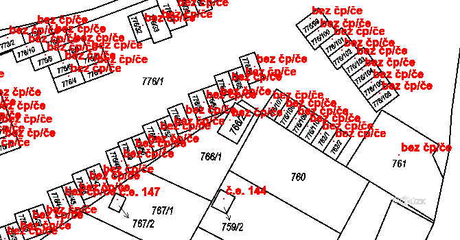 Jemnice 101654308 na parcele st. 766/2 v KÚ Jemnice, Katastrální mapa