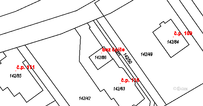 Provodov-Šonov 103772308 na parcele st. 142/86 v KÚ Provodov, Katastrální mapa