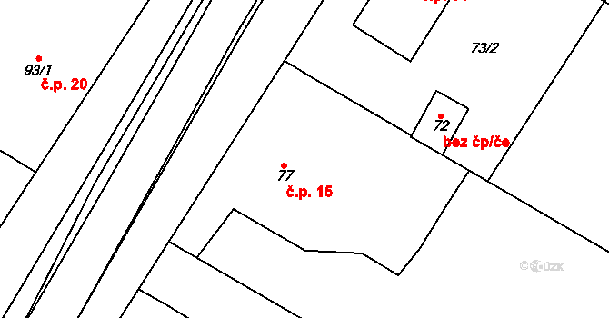 Trnové Pole 15 na parcele st. 77 v KÚ Trnové Pole, Katastrální mapa