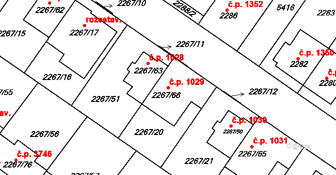 Znojmo 1029 na parcele st. 2267/66 v KÚ Znojmo-město, Katastrální mapa