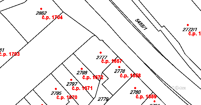 Znojmo 1657 na parcele st. 2777 v KÚ Znojmo-město, Katastrální mapa