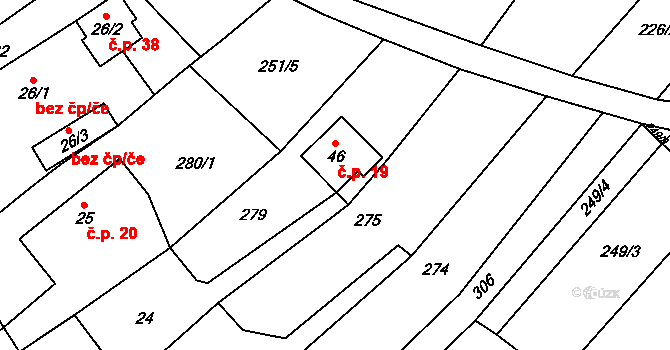 Rápošov 19, Zbraslavice na parcele st. 46 v KÚ Rápošov, Katastrální mapa
